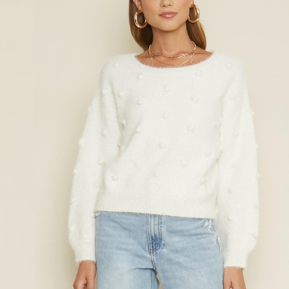FRANCESCA’S Janette Pom Pom Pullover Sweater